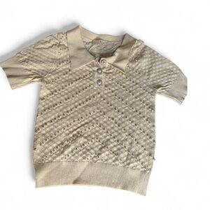 LC LIZETTE COLLECTION Women's Cream Sweater with beautiful pearl Button Detail